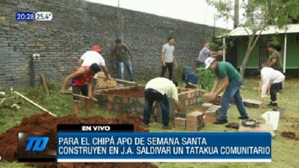 Construyen tatakua comunitario en J. Augusto Saldívar para cocinar 1.000 chipas