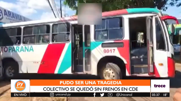 Ciudad del Este: Bus quedó sin frenos y chocó contra un motociclista - trece