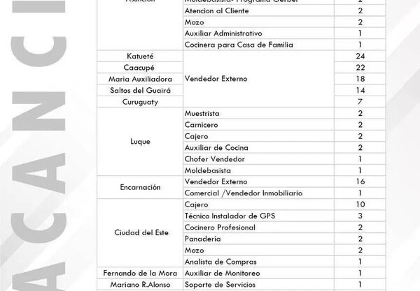 20 puestos laborales están disponibles para CDE