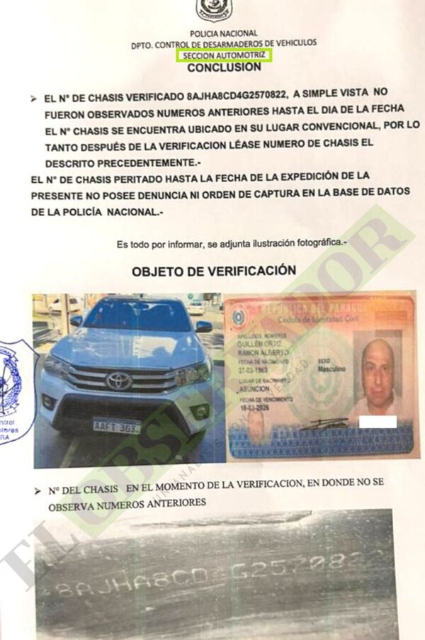 Habrían inventado dependencia automotriz para blanquear camioneta robada en Brasil
