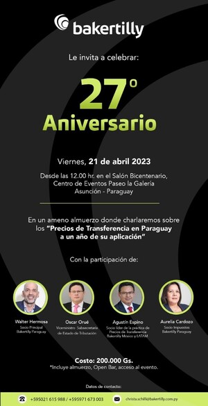 Baker Tilly festejará su 27º aniversario con almuerzo y charla | 1000 Noticias