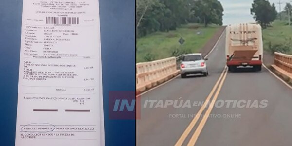 CONDUCTOR INFRACTOR SE NIEGA A REALIZAR ALCOTEST Y HUYE DEL LUGAR EN BELLA VISTA - Itapúa Noticias
