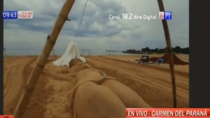 Escultura gigante de arena de Jesús Crucificado en Itapúa - Noticias Paraguay