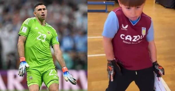 La Nación / El hijo de Dibu Martínez imitó los pasos de su papá y enterneció a internautas