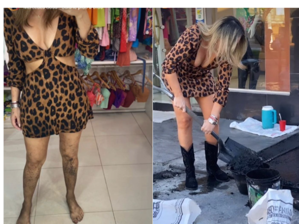 ¡Podrida de los baches, exmodelo le metió mano al laburo en la calle!