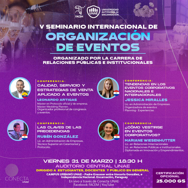 UNAE PRESENTA EL V SEMINARIO INTERNACIONAL DE ORGANIZACIÓN DE EVENTOS