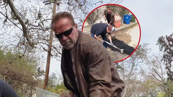 Schwarzenegger tapó baches de su barrio en California