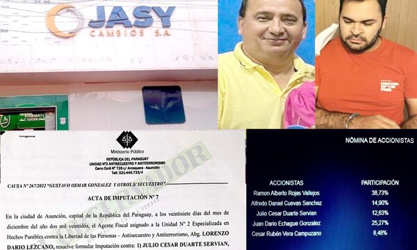 Narcolavado y caso de secuestro recaen sobre las principales figuras de Jasy Cambios S.A. – Diario TNPRESS