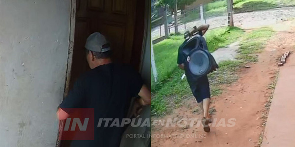 CON TOTAL TRANQUILIDAD FUERZA UNA PUERTA Y SE LLEVA UN EQUIPO DE SONIDO - Itapúa Noticias