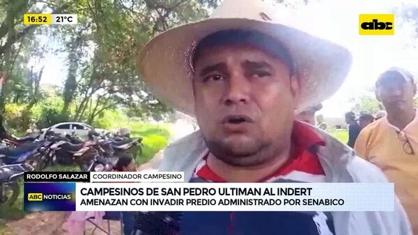 Video: Campesinos de San Pedro dan ultimátum al Indert - ABC Noticias - ABC Color