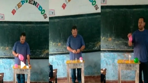 ¡Verdadero ejemplo! Docente se ingenia para dar clases pese a precariedades - Noticias Paraguay