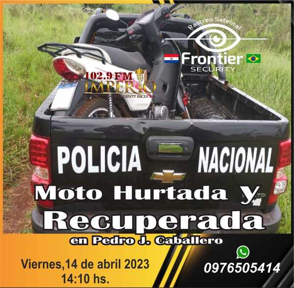 Motocicleta robada en asalto fue hallada en General Genes gracias a Frontier Security - Radio Imperio