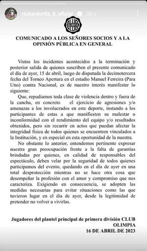 Fuerte comunicado del Olimpia - C9N