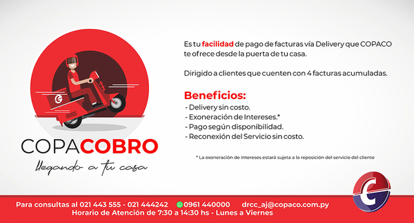 COPACO habilitó el servicio de cobranzas vía delivery