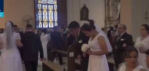 Puro amor: unas 114 parejas dieron el "sí, acepto" en boda comunitaria