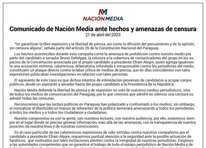 Diario HOY | Comunicado de Nación Media ante hechos y amenazas de censura