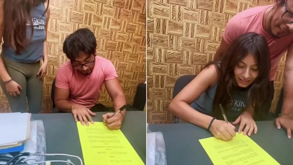 Una pareja firma un contrato donde se comprometen a pagar al otro en caso de cometer infidelidad