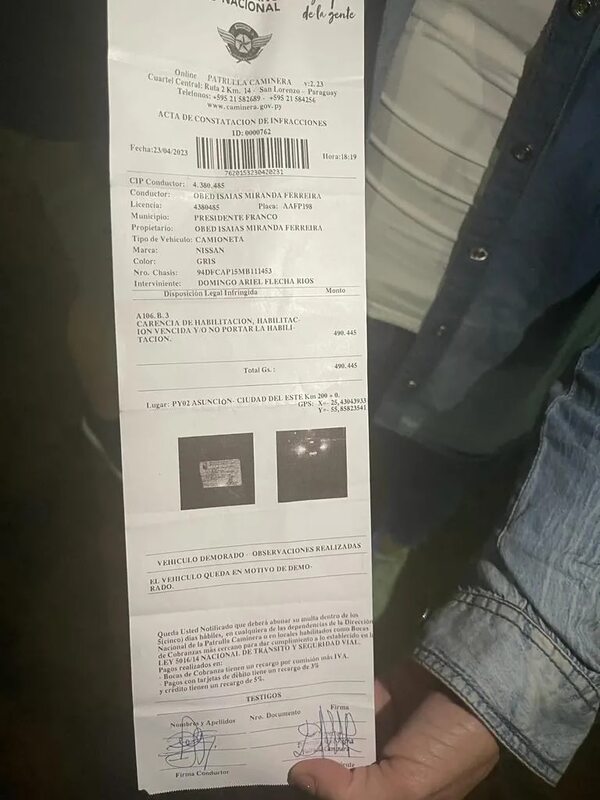 Denuncian un supuesto mal procedimiento de un agente de la Patrulla Caminera - Nacionales - ABC Color