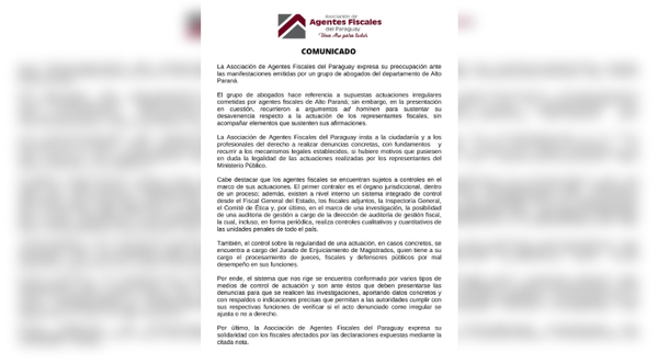 Diario HOY | Aso de Fiscales rechaza denuncia de abogados sobre "aprietes" en Alto Paraná