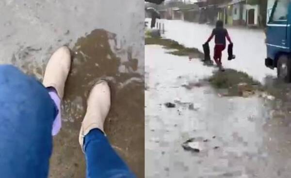 [VIDEO] Cañean a cronista que por no mojarse, manda a niño bajo la lluvia a buscar unas botas