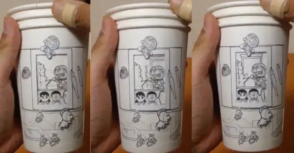 VIDEO: Japonesa transforma vasos de papel en piezas de arte