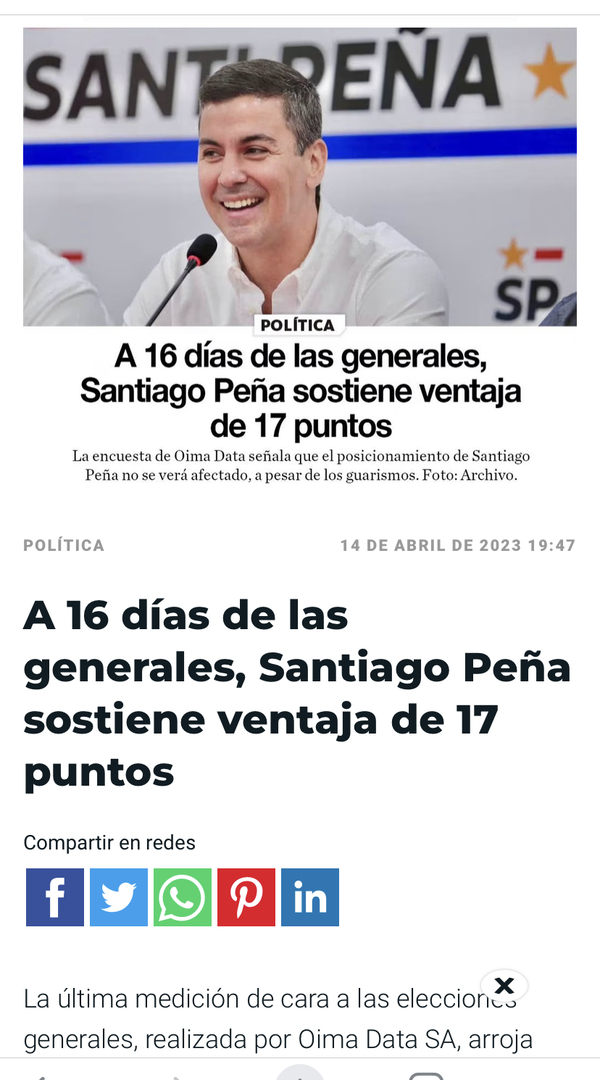 Última encuesta publicada de OIMA Data se acercó a los resultado finales - El Trueno