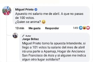 Diario HOY | Prieto dijo que Jorge Brítez no tendría más de 100 votos: ahora piden que pague apuesta