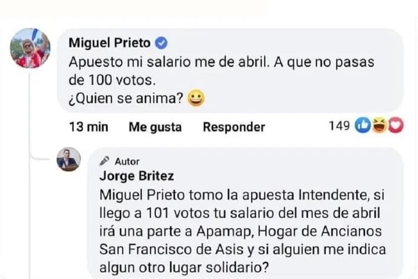 Diario HOY | Prieto dijo que Jorge Brítez no tendría más de 100 votos: ahora piden que pague apuesta