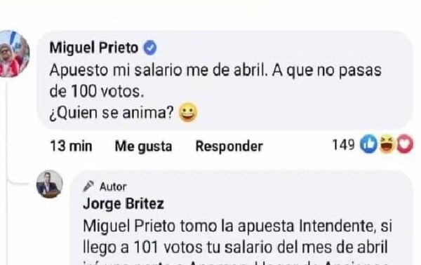 Prieto dijo que Jorge Brítez no tendría más de 100 votos: ahora piden que pague apuesta – Prensa 5