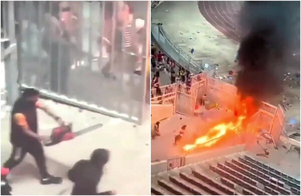 Versus / Pasó en África: ¡Las gradas ardieron y un hombre ingresó al estadio con una motosierra!