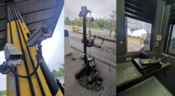 Diario HOY | Vandalismo en protestas: adherentes de Payo destrozaron peaje de Remanso