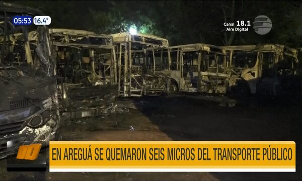 Se quemaron seis micros del transporte público en Areguá | Telefuturo