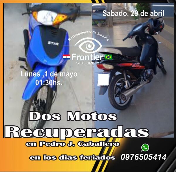Dos motocicletas robadas recuperadas gracias a Frontier Security - Radio Imperio