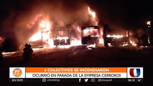 Incendio consume seis colectivos en una parada de Areguá - Unicanal