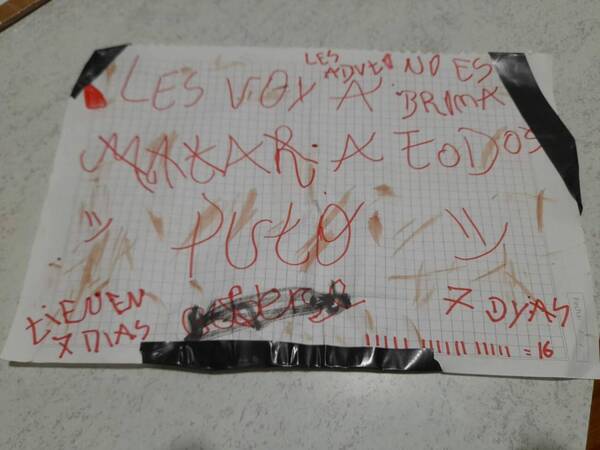Escrito de amenaza en un cole: “Les voy a matar a todos, tienen 7 días”
