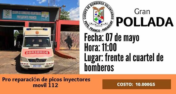 Bomberos harán pollada para reparar ambulancia