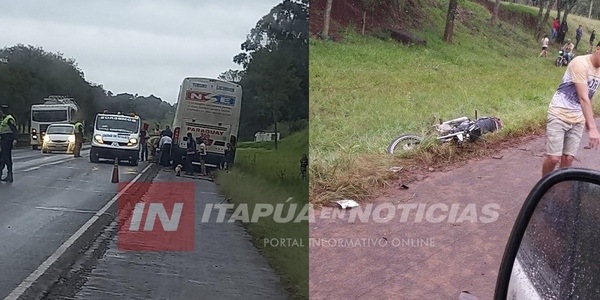 MOTOCICLISTA LESIONADO TRAS ACCIDENTE SOBRE LA RUTA PY06 - Itapúa Noticias