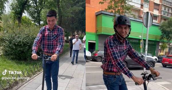 La Nación / Alder Alcides paseó en monopatín en las calles madrileñas tras exitoso show