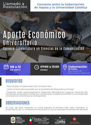 GOBERNACIÓN OFRECERÁ APORTE ECONÓMICO A UNIVERSITARIOS EN CONVENIO CON LA UNIVERSIDAD CATÓLICA