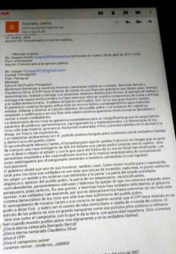 SUPUESTO COMUNICADO DE EPP