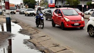 Avenida Eusebio Ayala deteriorada y con obras que no llegan a totalidad