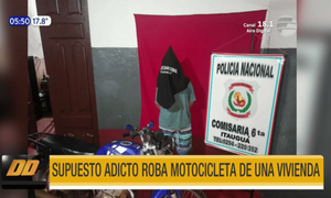 Detienen a supuesto adicto tras robar una moto en Itauguá | Telefuturo