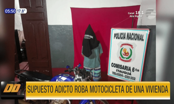 Detienen a supuesto adicto tras robar una moto en Itauguá | Telefuturo