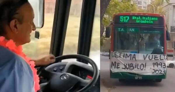 La Nación / ¡El último tramo! Chofer de bus se jubiló, festejó su último día de trabajo y fue viral