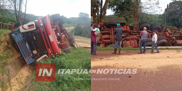 CAMIONERO QUE VOLCÓ EN EDELIRA HABRÍA INTENTADO ESQUIVAR UNA MOTO - Itapúa Noticias