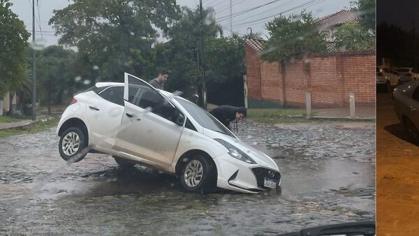 Insólito: dos autos caen en el mismo pozo de desagüe cloacal