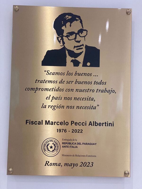 Embajada paraguaya en Italia rinde homenaje al fiscal Marcelo Pecci - .::Agencia IP::.