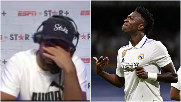 Versus / La imperdible reacción del "Kun" Agüero tras intentar "mufar" a Vinicius Jr.