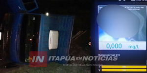 CAMIÓN DESPISTÓ Y VOLCÓ SOBRE LA RUTA PY01 EN ENCARNACIÓN - Itapúa Noticias