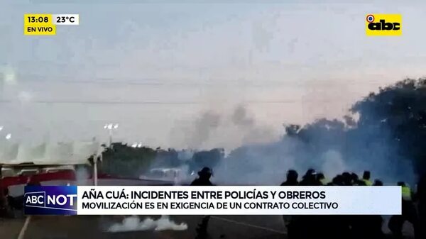 Aña Cua: Incidentes entre policías y obreros - ABC Noticias - ABC Color